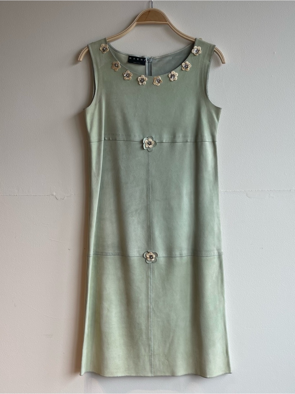 90s Marni Suede Floral Appliqué Dress